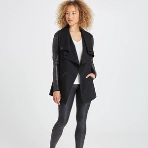 Spanx Drape Front Jacket with Faux Leather Detailing | XS